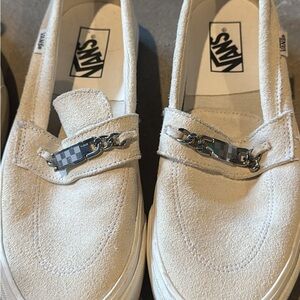 Vans Off-White Slip-On with Silver Chain Accent